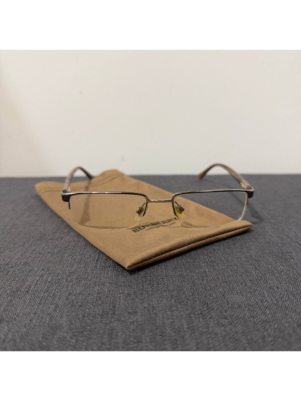 Burberry B1006 1012 Eyeglasses Brown Half Rim 52-18-140 Made in Italy